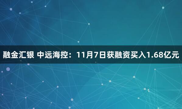 融金汇银 中远海控：11月7日获融资买入1.68亿元